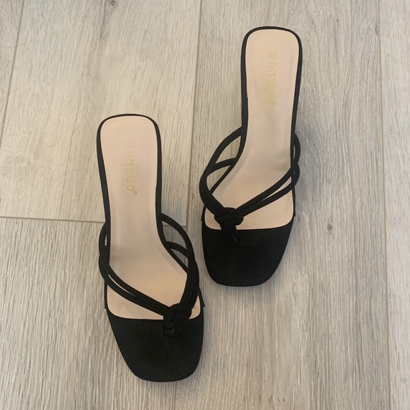 Miss Lola Shoes Miss Lola Black Kitten Heel Sandals Poshmark
